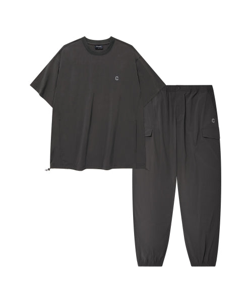 [SET] Tech Nylon Basic T-shirt Charcoal (Pants.ver)