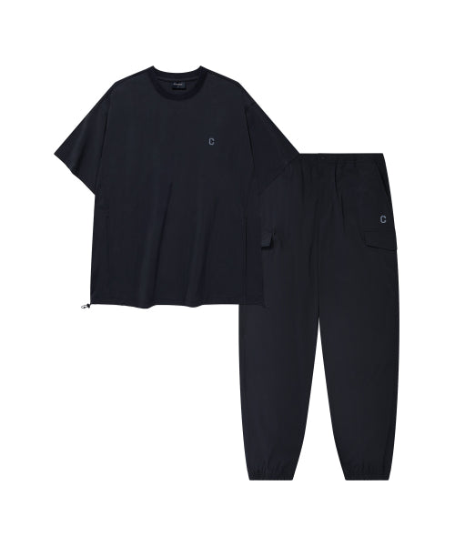 [SET] Tech Nylon Basic T-shirt Dark Navy (Pants.ver)