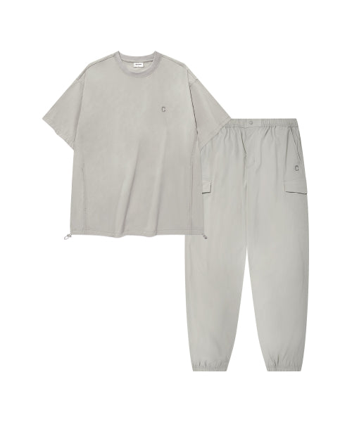 [SET] Tech Nylon Basic T-shirt Light Gray (Pants.ver)
