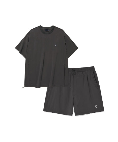 [SET] Tech Nylon Basic T-shirt Charcoal (Shorts.ver)