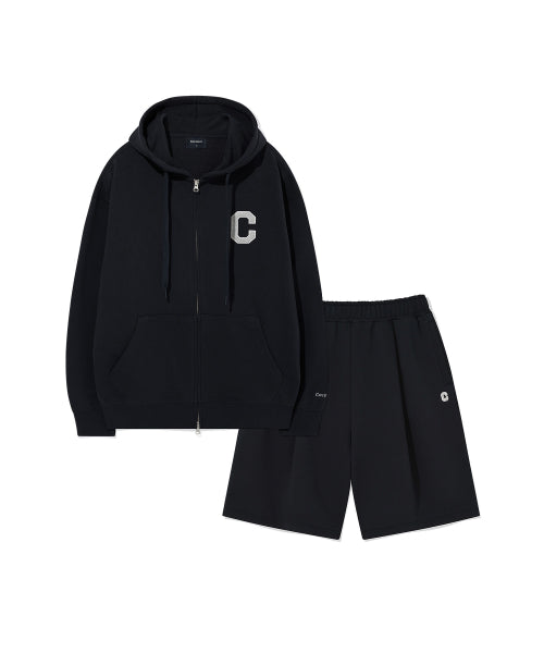 [SET] C Logo Hooded Zip-Up Dark Navy