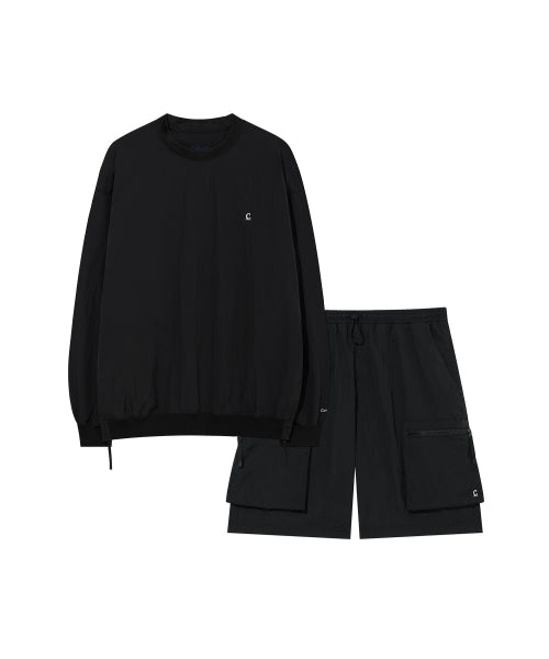 [SET] Woven Utility Sweatshirt Black
