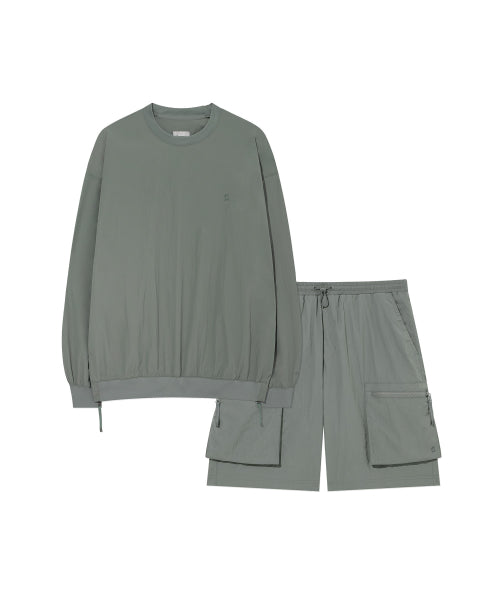 [SET] Woven Utility Sweatshirt Sage Gray