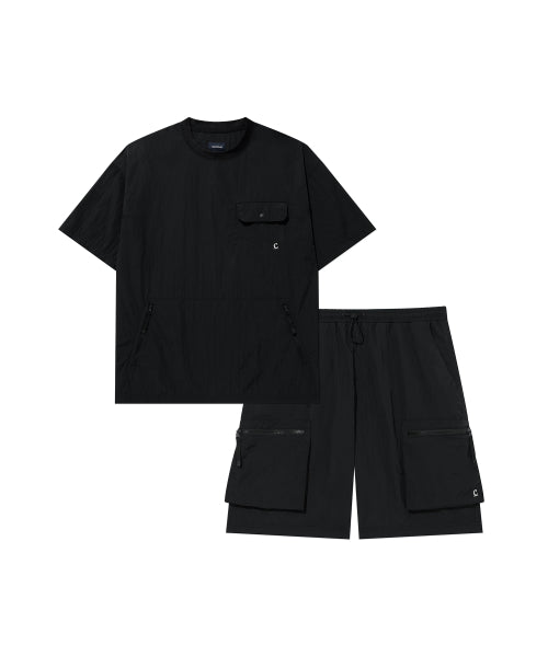 [SET] Woven Utility T-Shirt Black