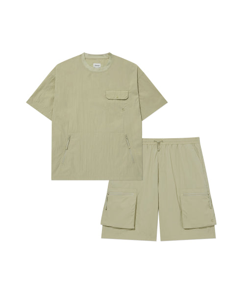 [SET] Woven Utility T-shirt Beige