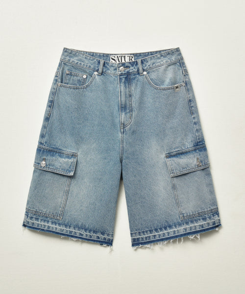 Cargo Bermuda Denim Shorts Light Blue