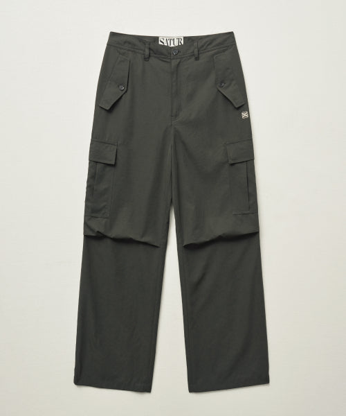 Wide String Cargo Pants Charcoal