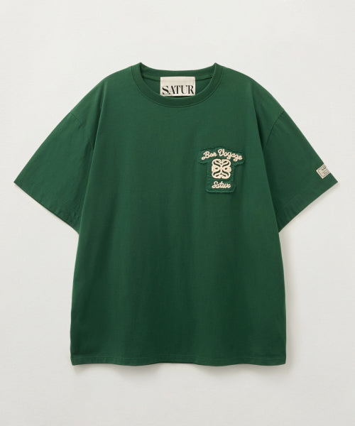 Bon Voyage Raw-Cut Applique T-Shirt Deep Green