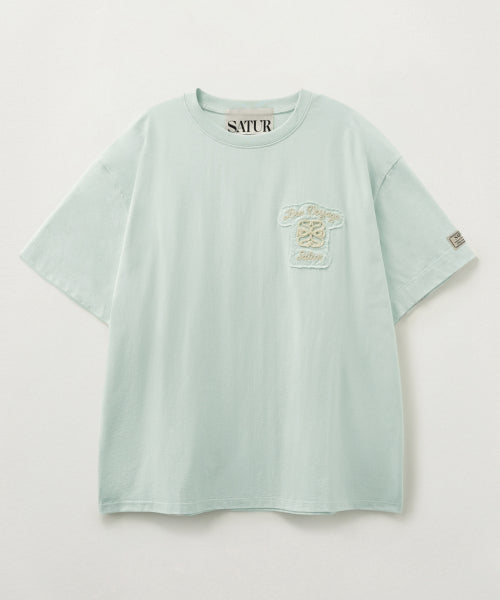 Bon Voyage Raw-Cut Applique T-Shirt Ice Blue