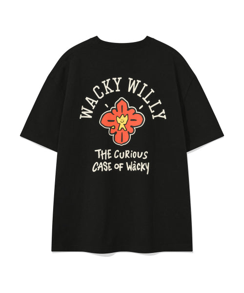 Flower Khaki Short-Sleeved T-Shirt Black