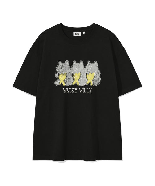 Bear Print Short-Sleeved T-Shirt Black