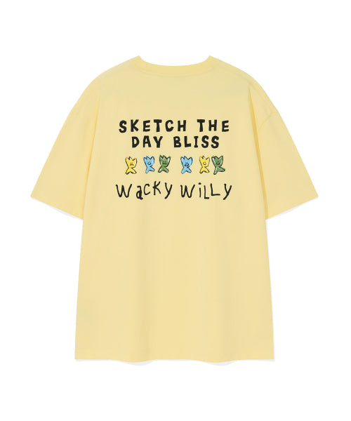 Khaki typo graphic short-sleeved T-shirt yellow