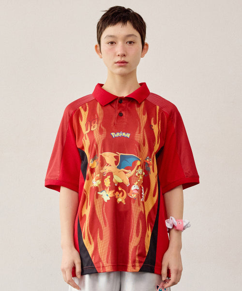 POKEMON SPIN JERSEY COLLAR T-SHIRT