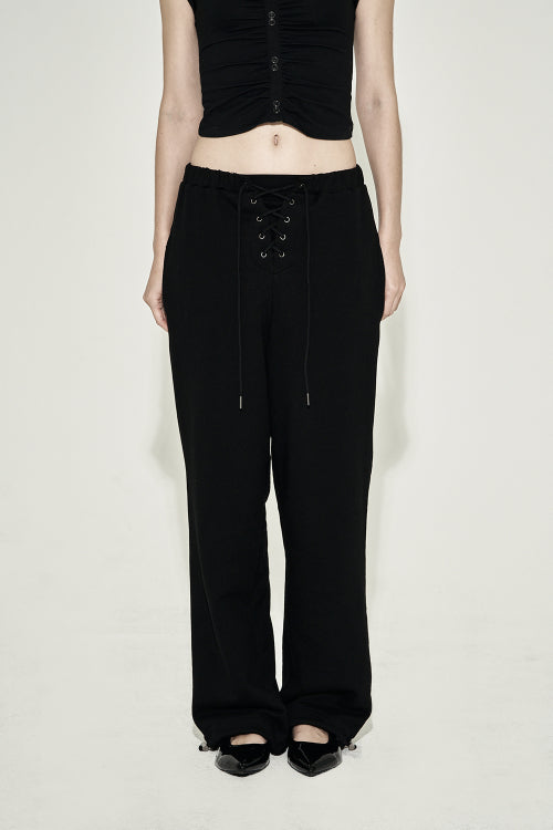 EYELET WIDE SWEATPANTS BLACK