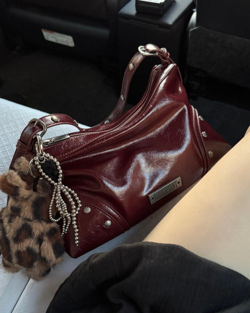 Stud Shoulder Bag (red)