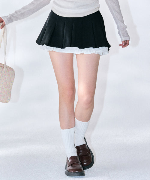 Julia Pleats Skirt Pants [BLACK]