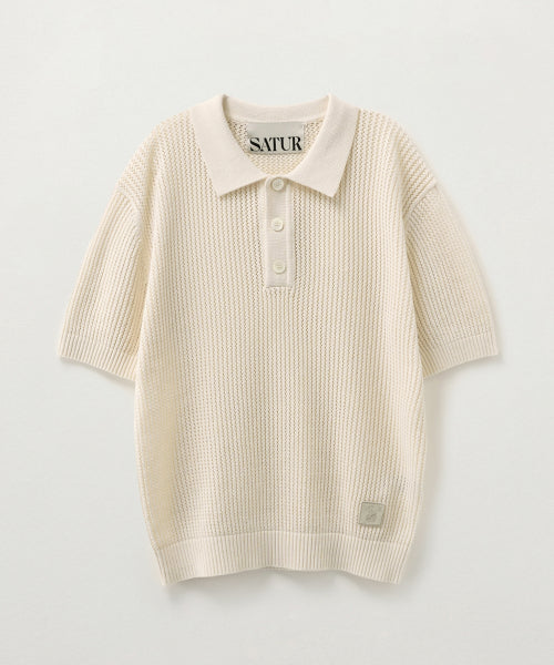 Pointelle Collar Half Knit Cream