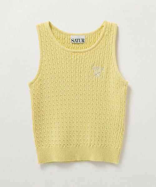 (W) Cable Knit Sleeveless Top Yellow