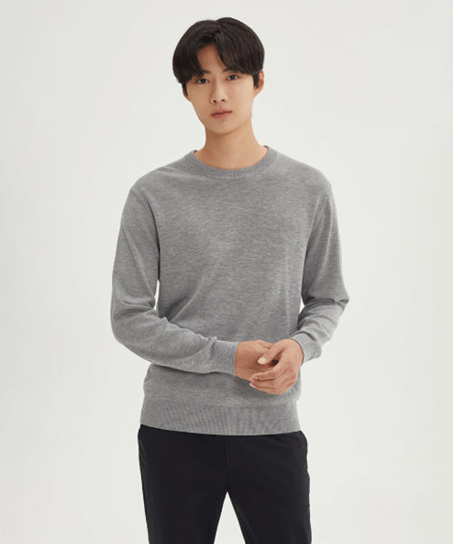 [Merino Wool Blend] Round Neck Knitwear_SPKWF4TM01
