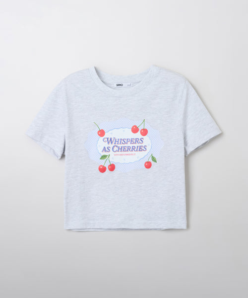 Cherry cropped short-sleeved T-shirt_SRPF37G72