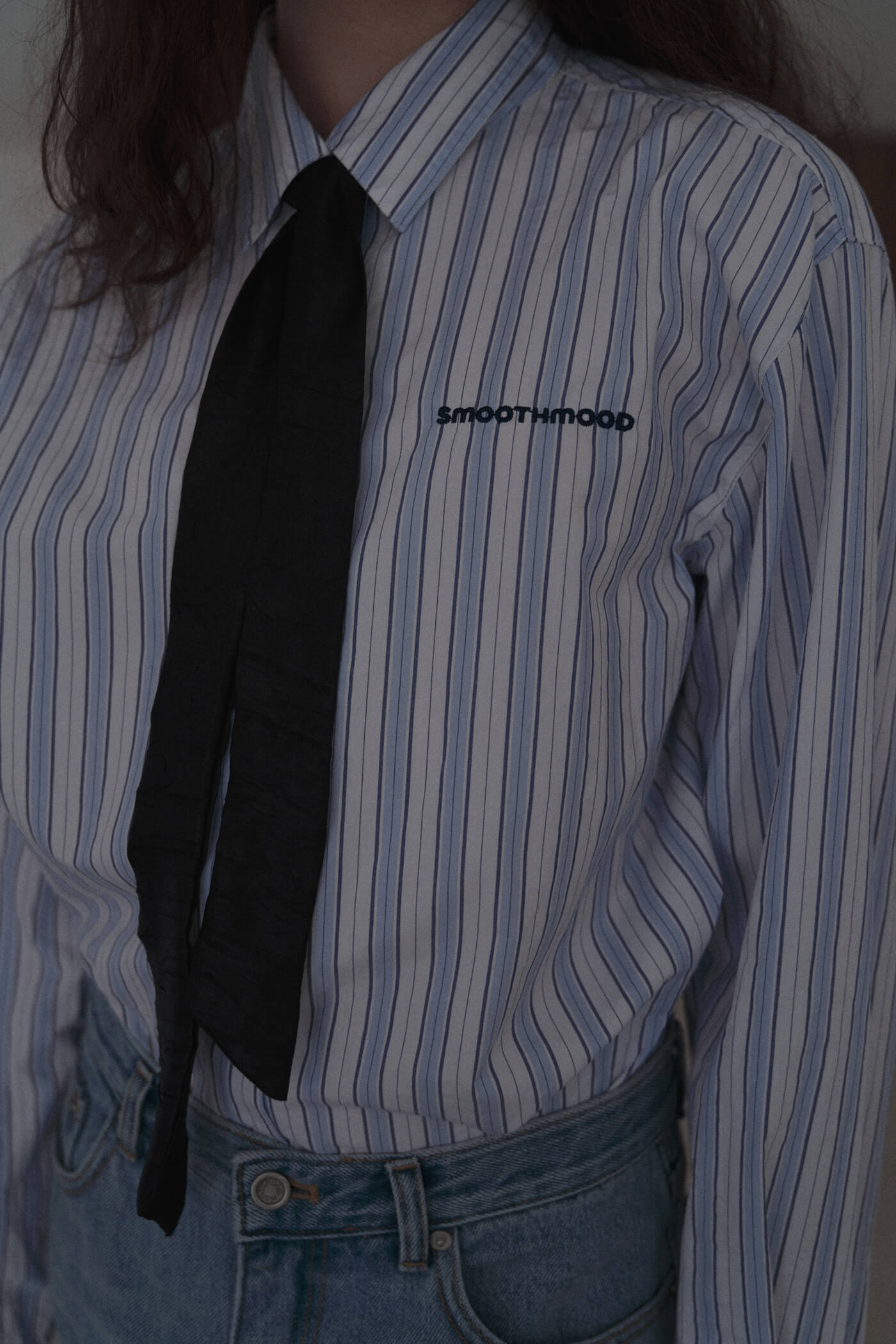 ★[IVE Gaeul Worn] 【Smoothmood】Aberdeen Logo Striped Shirts Classic Blue (6th)