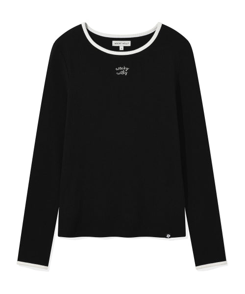 Women's V-neck Color Long Sleeve Black