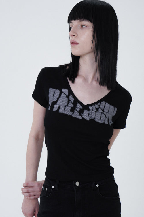 CRACK V-NECK SHORT SLEEVE BLACK