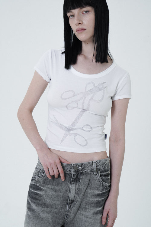 SCISSORS SHORT SLEEVE WHITE
