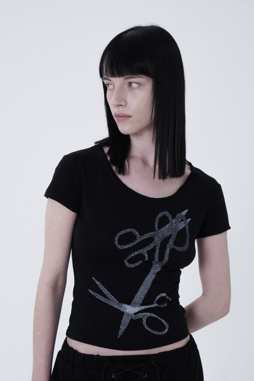 SCISSORS SHORT SLEEVE BLACK