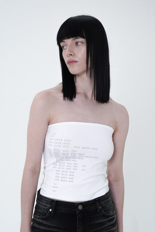 FONT CROP TUBE TOP WHITE