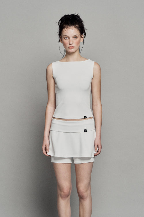PLAIN BOATNECK SLEEVELESS TOP WHITE