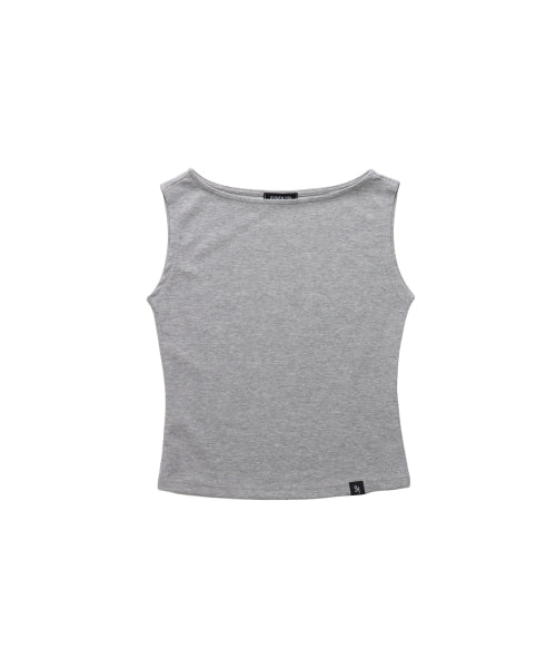 PLAIN BOATNECK SLEEVELESS TOP MELANGE