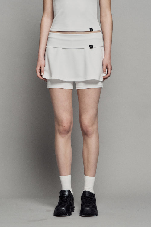 PLAIN FOLD FLARE SKIRT SHORTS WHITE