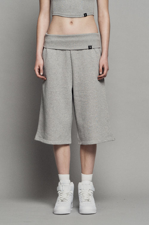 PLAIN PIGMENT FOLD BERMUDA SHORTS MELANGE