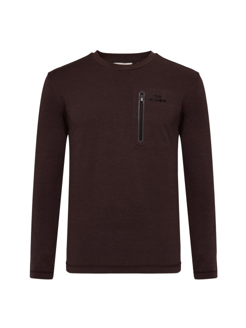 BASIC Men's Long-Sleeved Round T-Shirt_RED BROWN