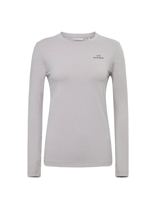 BASIC (Basic) Women's Long-Sleeved Round T-shirt_Grayish BEIGE