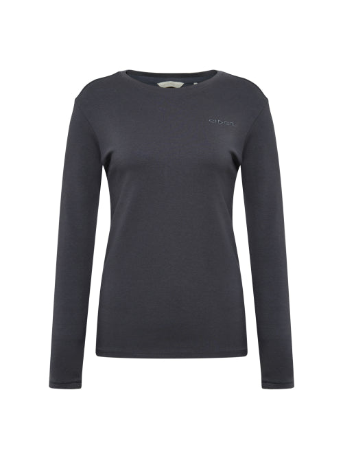 BASE (base) Women's Long-Sleeved Round T-shirt_Dark Gray
