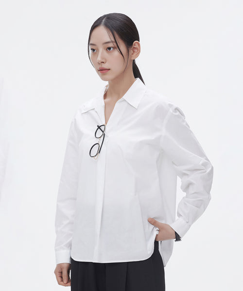 [High-Density Cotton] Half Open Shirt (Bio-Washing)_SPYWF49W12