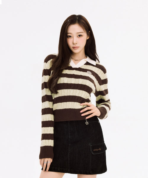 Women's Cable Open Cara Pullover Brown