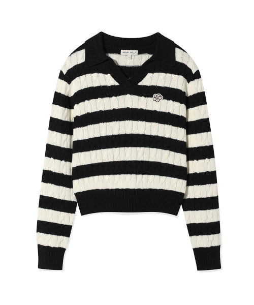 Women's Cable Open Cara Pullover Gray