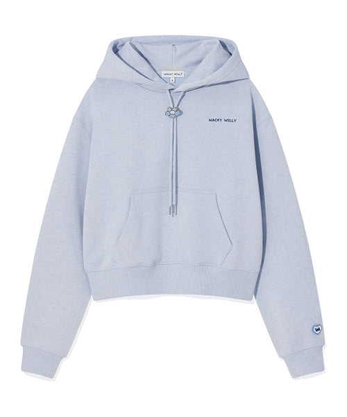 Women's typo logo cropped hoodie blue