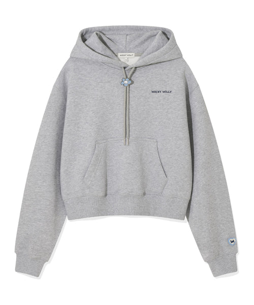Women's typo logo cropped hoodie gray