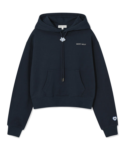 Women's typo logo cropped hoodie navy