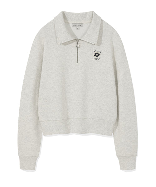 Women's Lily Cropped Collar Half Zip-Up Oatmeal