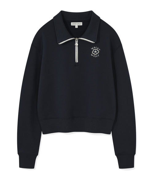 Women's Lily Cropped Collar Half Zip-Up Navy