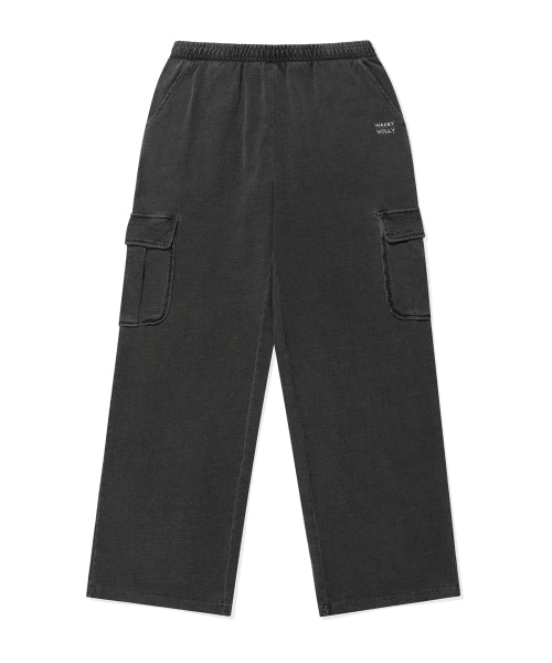 Women's jersey denim washed cargo pants gray