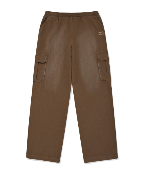 Women's jersey denim washed cargo pants brown