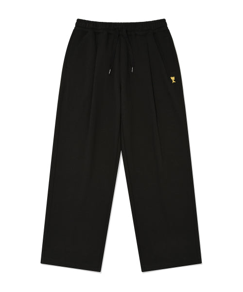 One-tuck wide sweat pants black
