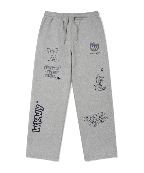 Graphic Sweat Pants Gray