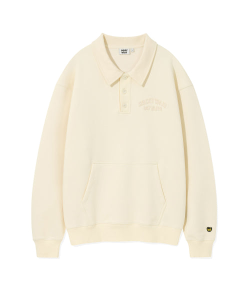 Graphic logo collar sweatshirt cream